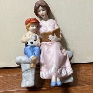 Vintage Mother-Son Storytime Porcelain Figurine